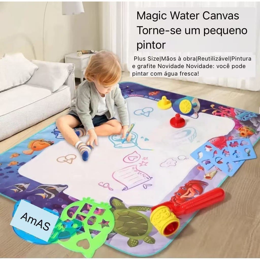 Tapete de Água Mágico Brinquedo Educativo para Criatividade Reutilizável com Canetas Presente VIVA